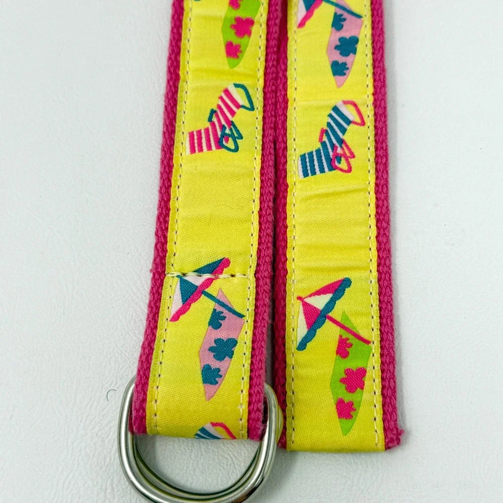 Womens‎ Canvas D-Ring Belt Set 3pc Olive Green Pink Striped Beach Heart 41-44in